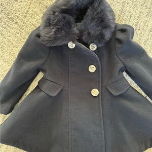 Rothschild Blue Pea Coat with Plush Fur Collar
